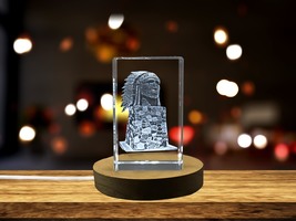 LED Base included | The Indian Head Statue Engraved Crystal | Historical - $35.32 CAD - $353.40 CAD