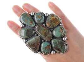 sz8 Ernest Begay Navajo Oversized turquoise cluster ring - £1,200.50 GBP