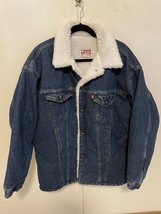 Vintage Levis Sherpa Lined Denim Jacket Size L Men Blue Trucker Jean  faux fur - £221.32 GBP
