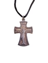 Authentic Mt Athos Silver Plated Greek Orthodox 2 Sides Crucifix Pendant... - $14.00