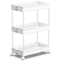 Storage Rolling Cart, 3 Tier Laundry Room Organization Rolling Utility C... - £38.24 GBP
