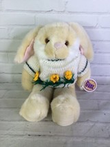 Vintage GUND Carolina Bunny Rabbit Plush Stuffed Animal Knit Sunflower Sweater - $34.64