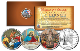 JESUS Nativity - Last Supper - Resurrection Colorized State Quarters 3-Coin Set - £8.27 GBP