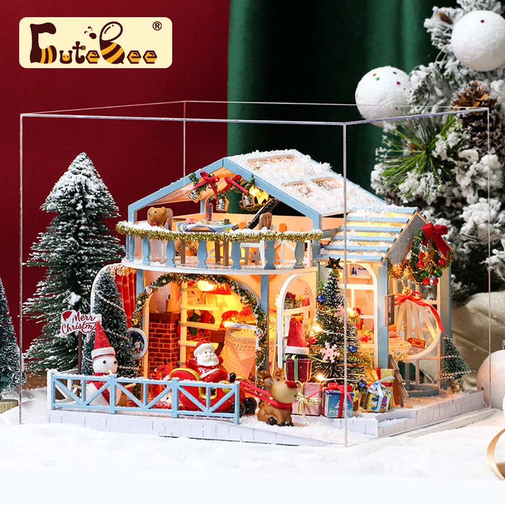 Cutebee DIY DollHouse Wooden Doll Houses Miniature Dollhouse Furniture Kit Toys - £24.38 GBP+