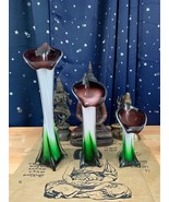 LiDiex Glassworks Calla Lily Vase Ensemble ca 1953 New Orleans Mardi Gra... - $263.92