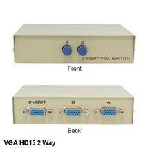 Kentek VGA HD15 2 Way Data Transfer Switch Box Button PC MAC Display Mon... - £23.68 GBP