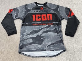 Icon Motosports Shirt Mens XL Black Gray Red Camo Long Sleeve Motocross ... - $34.64