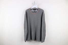 Vintage Y2K Express Mens Size  XL Faded Chunky Ribbed Knit Crewneck Sweater Gray - £43.83 GBP