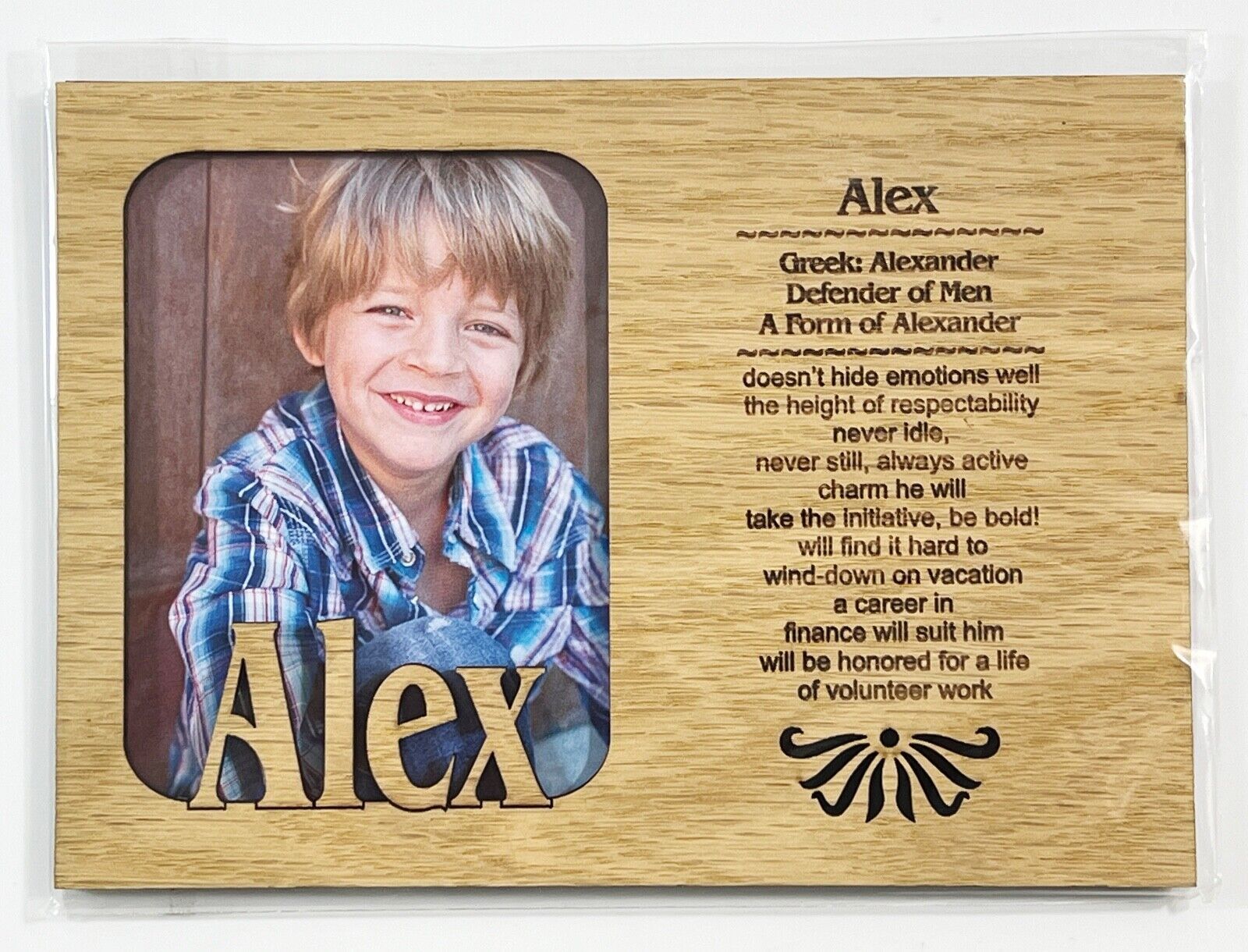 ALEX Personalized Name Profile Laser Engraved Wood Picture Frame Magnet - $9.90