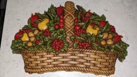 Vintage Homco Wall Decor Fruit Basket Resin Wall Art 1978 Collectible - $19.75