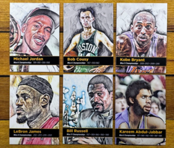 Lebron James Kobe Kareem Russell - Basketball  Lot of 6 Art Card - RetroArt CHK - £28.28 GBP