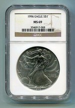 1996 American Silver Eagle Ngc MS69 Brown Label Premium Quality Nice Coin Pq - £95.37 GBP