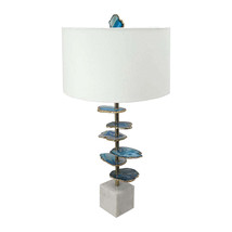 Blue And White Agate Slice Table Lamp Marble Base For Homes - €240,29 EUR