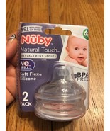 Nuby Natural Touch Replacement Spouts 2 pack Soft Flex Silicone  6+M-New... - $29.58