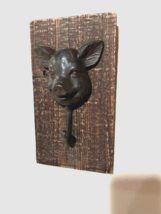 PIG Wall Hook in distressed wood and iron image 2