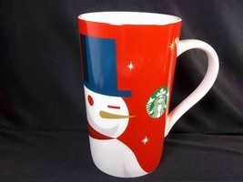 Starbucks porcelain To go mug Snowman &amp; siren logo 2012 5.5&quot; tall 12 oz - £10.16 GBP
