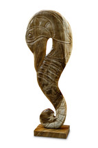 Statue Seahorse Figure Sculpture Decoration Solid Wood Display Carving - $197.30