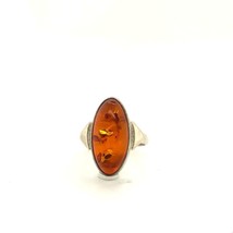 Vintage Signed 925 Sterling Cabochon Oval Cognac Baltic Amber Stone Ring... - £33.16 GBP
