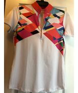 NWT Ladies EP NY WHITE Exploded Crosshatch Short Sleeve Golf Tennis Shirt - S - $32.99