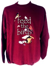 Feed The Birds Sweatshirt M JerZees Unisex Cotton Blend Dark Red New - $28.53