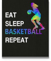 Eat Sleep Basketball Repeat Quote Wall Art, 11&quot; X 14&quot; Unframed Print Poster, - £35.60 GBP