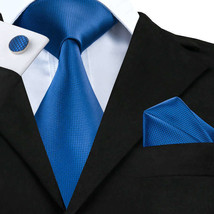 Royal Blue Necktie Set (with Hanky and Cufflinks) - £15.97 GBP