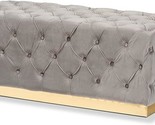 Baxton Studio Corrine Glam and Luxe Grey Velvet Fabric Upholstered and G... - $347.99