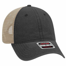 Black/Black/Khaki Trucker Hat 6 Panel Low Profile Mesh Back Hat 1dz New 121-1202 - £77.68 GBP