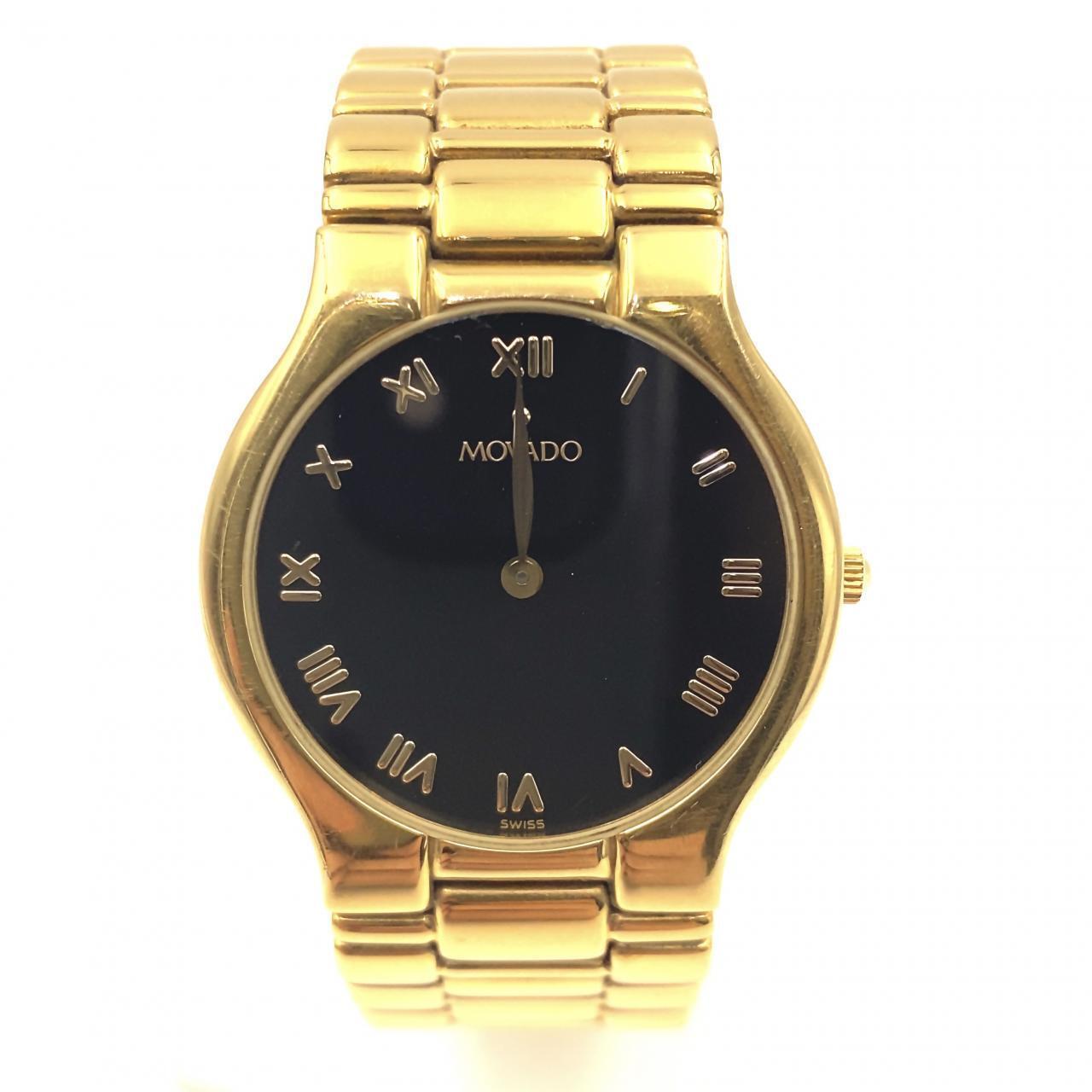 Primary image for Pre-Owned Movado Dress Watch 32mm Gold tone Case Black Roman Numeral Dial