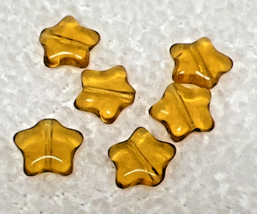 6 Older Golden Yellow 8/16th inch Star Shaped Glass Beads - $6.28 CAD