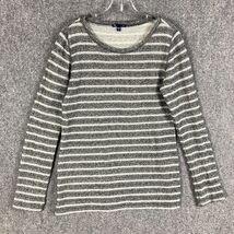 Gap Sweater Women&#39;s Medium Striped Gray Cotton Blend Adults Pullover M - $19.53 CAD
