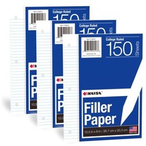 Kaisa Loose Leaf Paper Filler Paper 8x10.5 inches, College Ruled, 3-Hole... - $13.78