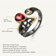 1.05Ct Natural Garnet Open Adjustable Ring Jewelry 925 Sterling Silver Original  - £42.01 GBP