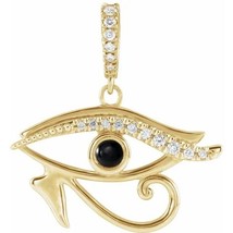 Black Onyx and Diamond Eye of Horus Pendant in 14k Gold - £357.31 GBP