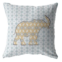 16&quot; Blue Yellow Elephant Indoor Outdoor Zip Throw Pillow - £47.48 GBP