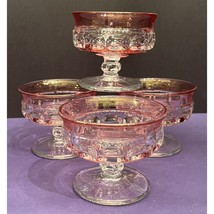 (4) Tiffin-Franciscan Kings Crown Dual Cranberry Flash Sherbet Champagne Glasses - £18.42 GBP