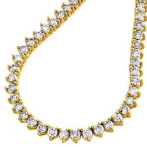 Ladies 25Carat D/VVS1 Round Simulated Tennis Necklace 18&quot; 18K Yellow Gol... - £206.21 GBP