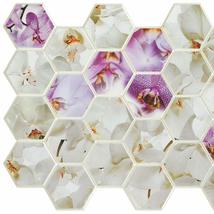 Dundee Deco PG7029 Purple White Faux Hexagon Orchid Mosaic, 3.2 ft x 1.6 ft, PVC - £7.84 GBP+