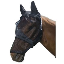 Tough-1 Deluxe Comfort Mesh Fly Mask w/Mesh Nose Black Horse - $24.74