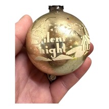 Vintage Shiny Brite Silent Night Stenciled Gold Glass Retro Christmas Ornament - $23.36