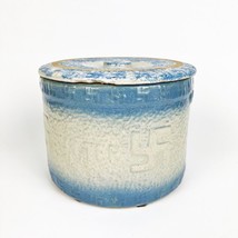 Antique Usa Indian Peace Swastika Butter Stoneware Crock Jar Kitchen Dairy Art - £98.92 GBP