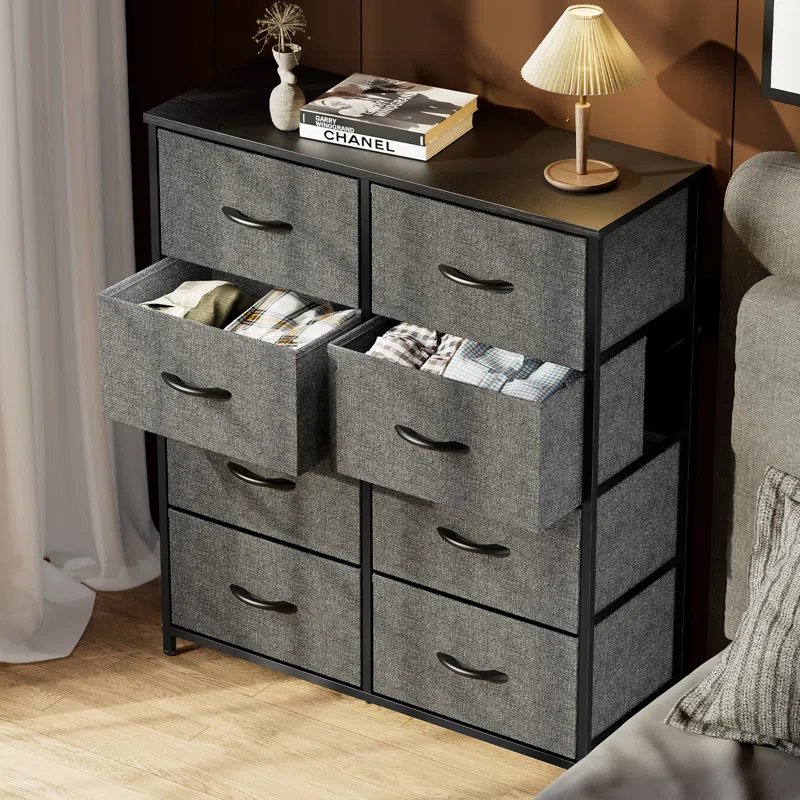 Gray 8 Drawer Dresser Storage Tower: Efficient Bedroom Organizer - $83.61 CAD