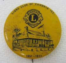 Button Cahokia Illinois Lion&#39;s Club 20th Anniversary 1947-1977 Pin Vintage  - £8.96 GBP