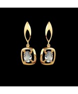 Aquamarine 18k Yellow Gold Earrings Jewelry, Handmade Pure Gold Earrings... - £662.63 GBP