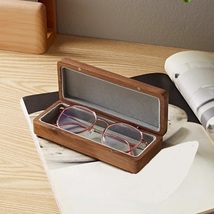 Black walnut solid wood glasses case - £39.31 GBP