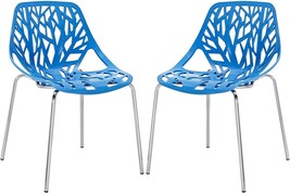 Modway Stencil Modern Stacking Two Kitchen And Dining Room Chairs In Blue - $173.99