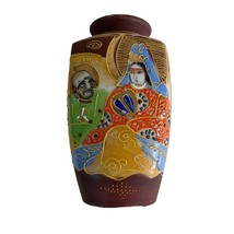 Satsuma Style Moriage Hand Painted Vase Made In Japan 6&quot; x 3&quot; - £32.95 GBP