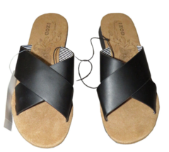 IZOD Women&#39;s Shoes Black Crisscross Slip On Sandals Size 6 - £15.68 GBP