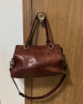 Wilsons Leather Burgundy Brown Leather Shoulder Bag Purse 14x8x8 Double ... - $54.45