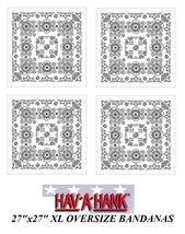 4 Hav-A-Hank XL BIG OVER SIZE WHITE PAISLEY 27&quot;BANDANA Head Wrap Face Ma... - £19.17 GBP